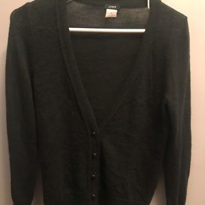 JCREW forest green cardigan with jewel buttons